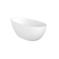 Ванна из искусственного камня Cezares Stream Solid Surface 170x80 см, отдельностоящая, матовая белая, овальная, с донным клапаном
