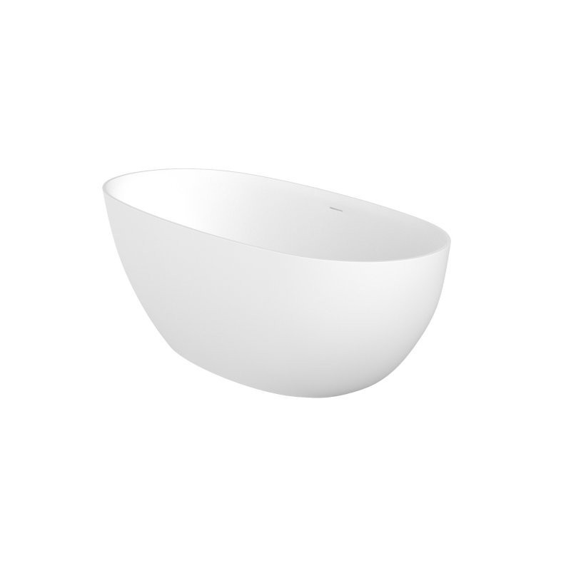 Ванна из искусственного камня Cezares Stream Solid Surface 170x80 см, отдельностоящая, матовая белая, овальная, с донным клапаном