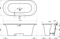 Ванна из искусственного камня Эстет Лион ФР-00000684 без опоры 175x80 см, отдельностоящая, белая, овальная