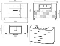 Тумба с раковиной Misty Терра 110 серая