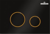 Комплект Унитаз подвесной безободковый One Rimless 3302103R + Быстросъемное сиденье микролифт 33290200 + Система инсталляции для унитазов Relfix 38010010 + Кнопка смыва Relfix 38050803 матовая черная, золотой глянец