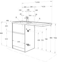 Тумба под раковину без столешницы AQUATON Лондри 60 дуб рустикальный, фасад белый