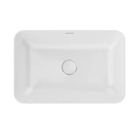 Накладная раковина KERAMA MARAZZI Plaza 56 глянцевая белая, прямоугольная, фаянс