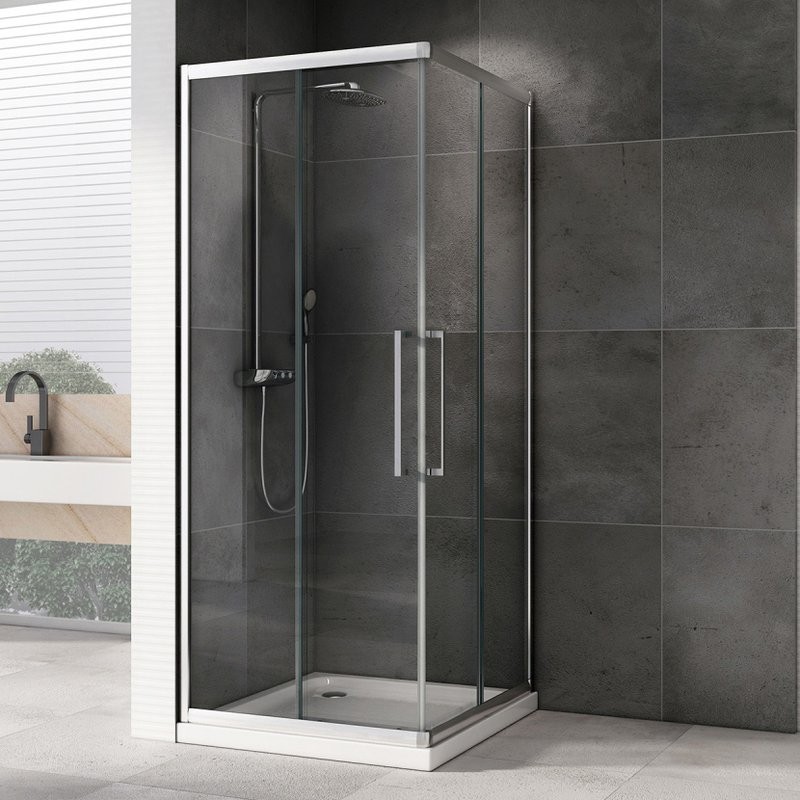 Душевой уголок Abber Schwarzer Diamant AG02090H 90x90, профиль хром, стекло прозрачное