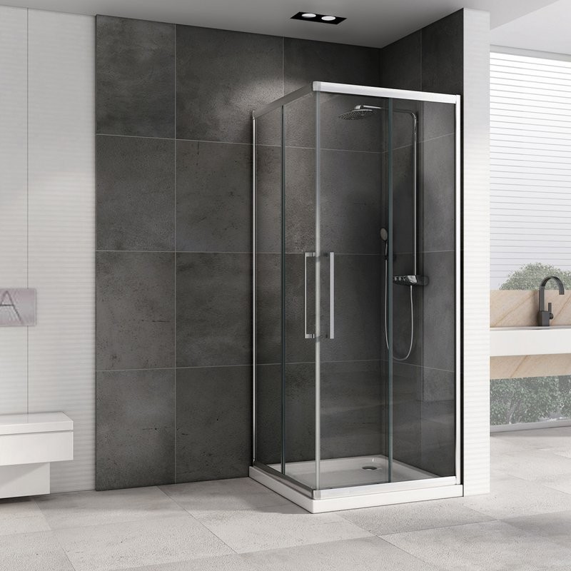 Душевой уголок Abber Schwarzer Diamant AG02090H 90x90, профиль хром, стекло прозрачное