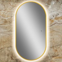 Зеркало Art&Max Torino AM-Tor-550-1050-DS-Gold 55х105, золотое, с LED-подсветкой, 6000k