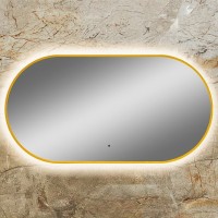 Зеркало Art&Max Torino AM-Tor-550-1050-DS-Gold 55х105, золотое, с LED-подсветкой, 6000k