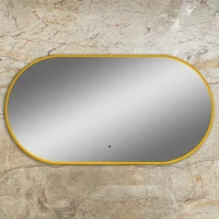 Зеркало Art&Max Torino AM-Tor-550-1050-DS-Gold 55х105, золотое, с LED-подсветкой, 6000k