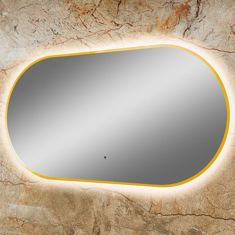 Зеркало Art&Max Torino AM-Tor-550-1050-DS-Gold 55х105, золотое, с LED-подсветкой, 6000k