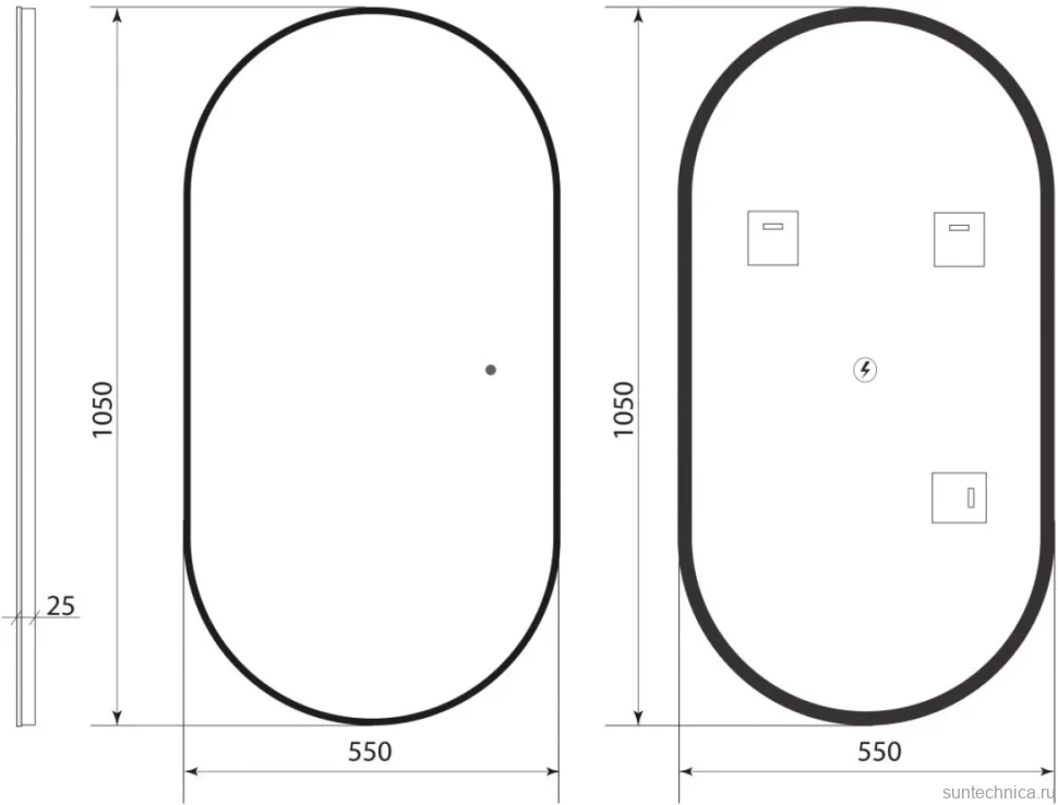 Зеркало Art&Max Torino AM-Tor-550-1050-DS-Gold 55х105, золотое, с LED-подсветкой, 6000k