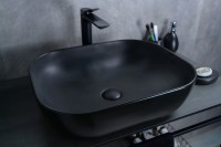 Накладная раковина GID Geometrico Bm1302 50 матовая черная, прямоугольная, фаянс