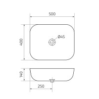 Накладная раковина GID Geometrico Bm1302 50 матовая черная, прямоугольная, фаянс