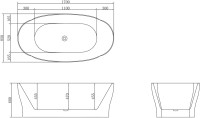 Акриловая ванна BelBagno BB403-1700-850 без опоры 170x85 см, отдельностоящая, белая, овальная, со сливом-переливом