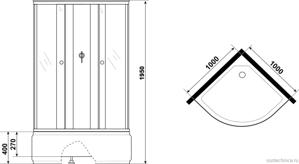 Душевая кабина Niagara Eco E100/40/TN/BK 100х100 см