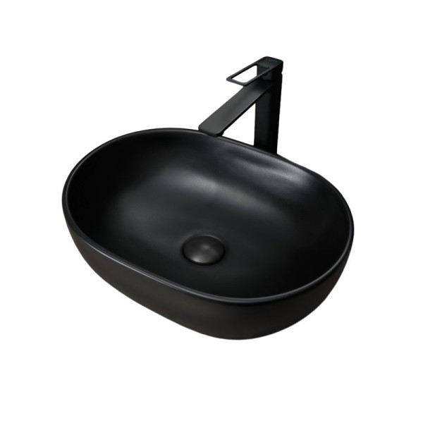 Накладная раковина GID Lago Bm9026b 48 матовая черная, овальная, фаянс