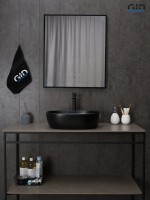 Накладная раковина GID Lago Bm9026b 48 матовая черная, овальная, фаянс