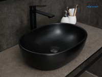Накладная раковина GID Lago Bm9026b 48 матовая черная, овальная, фаянс