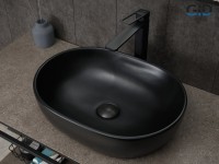Накладная раковина GID Lago Bm9026b 48 матовая черная, овальная, фаянс
