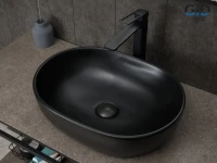 Накладная раковина GID Lago Bm9026b 48 матовая черная, овальная, фаянс
