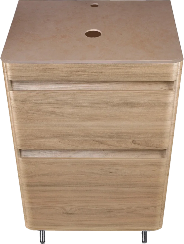Тумба под раковину со столешницей Style Line Атлантика 60 Люкс Plus, напольная, ясень перламутр, столешница бежевая светлая