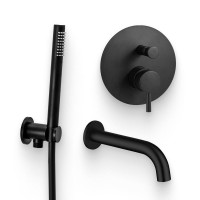 Душевой комплект Смеситель Paffoni Light LIG015NO С ВНУТРЕННЕЙ ЧАСТЬЮ + Гарнитур Master ZDUP094NO + Излив Allen Brau Priority 5.31018-31 чёрный матовый