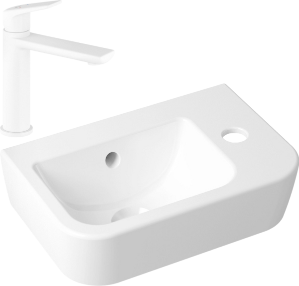 Комплект Раковина маленькая Lavinia Boho One 33310001R + Смеситель Wellsee ICON! for life 182305000 матовый белый