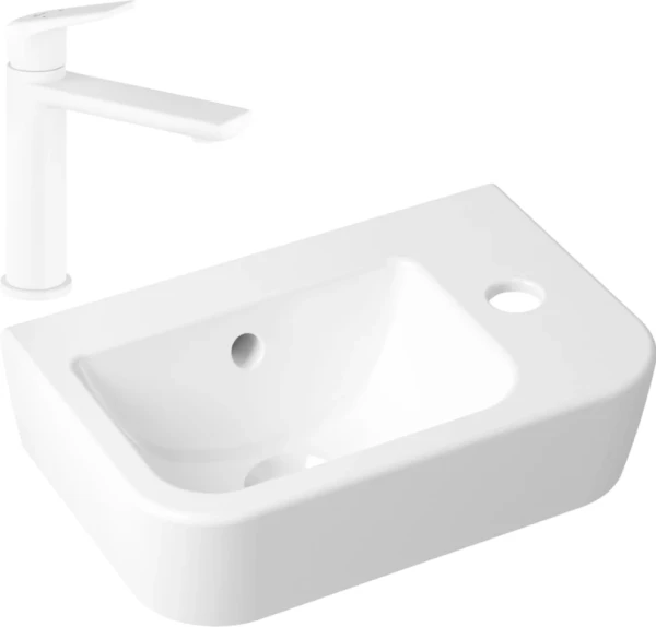 Комплект Раковина маленькая Lavinia Boho One 33310001R + Смеситель Wellsee ICON! for life 182305000 матовый белый