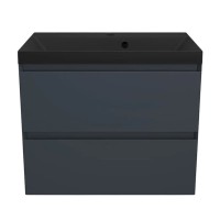 Тумба с раковиной Style Line Манхэттен 70 подвесная, графит, раковина ASTI 700x450 кварц, антрацит