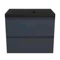 Тумба с раковиной Style Line Манхэттен 70 подвесная, графит, раковина ASTI 700x450 кварц, антрацит