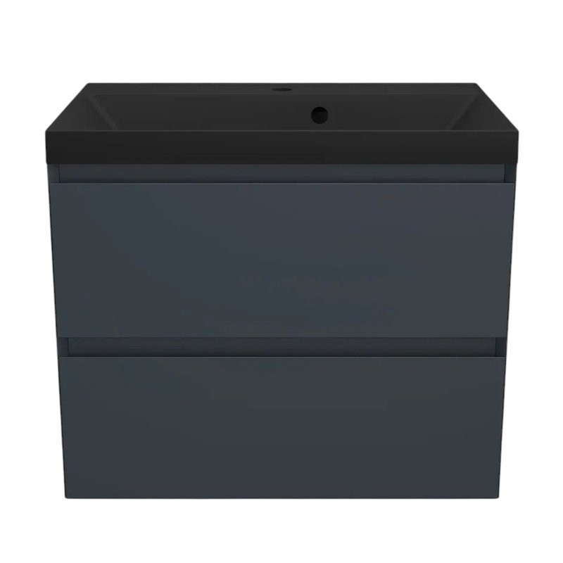 Тумба с раковиной Style Line Манхэттен 70 подвесная, графит, раковина ASTI 700x450 кварц, антрацит