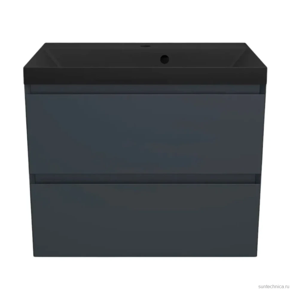 Тумба с раковиной Style Line Манхэттен 70 подвесная, графит, раковина ASTI 700x450 кварц, антрацит