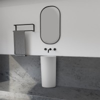 Раковина напольная Abber Stein AS2506-H 45 матовая белая, круглая, моноблок, искусственный камень