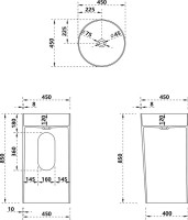 Раковина напольная Abber Stein AS2506-H 45 матовая белая, круглая, моноблок, искусственный камень
