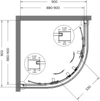 Душевой уголок Cezares Relax RELAX-304-R-2-90-C-BORO 90x90, профиль брашированное золото