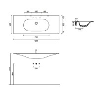 Раковина подвесная Catalano Sfera 0521260001 125х50 глянцевая белая, прямоугольная, со столешницей