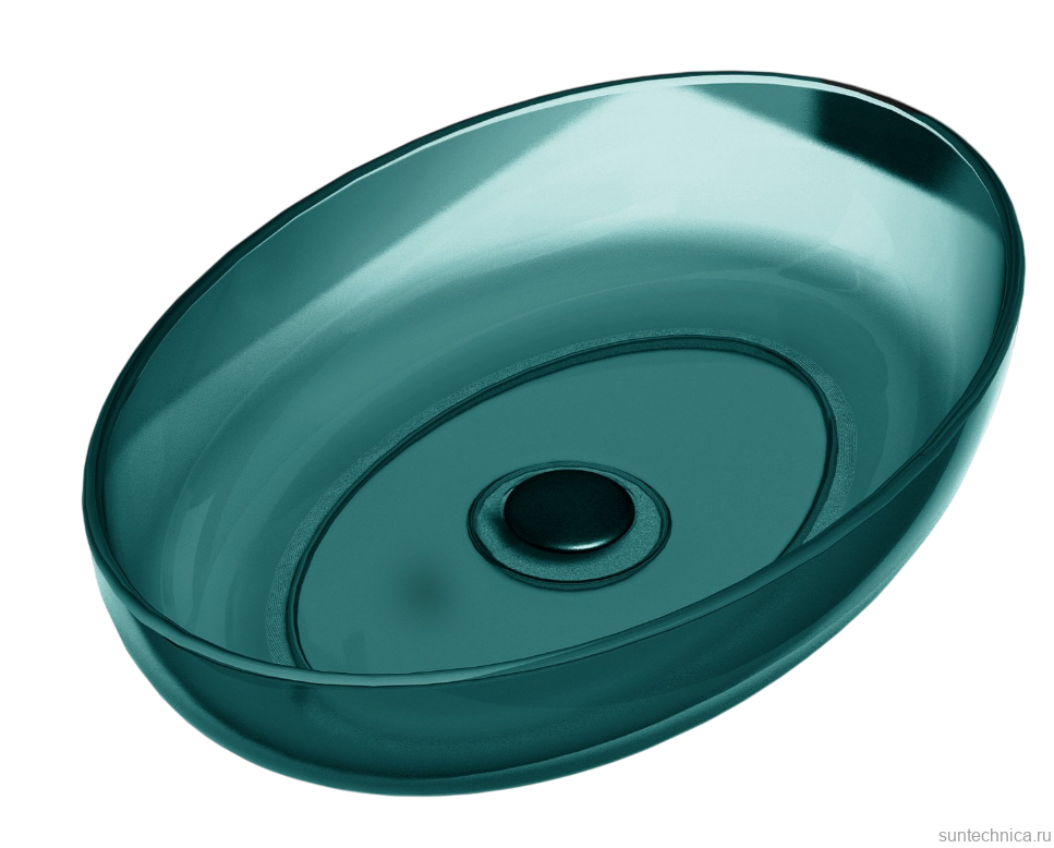 Накладная раковина Abber Kristall AT2801Aquamarin 60 бирюзовая, овальная