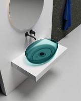 Накладная раковина Abber Kristall AT2801Aquamarin 60 бирюзовая, овальная