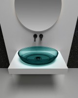 Накладная раковина Abber Kristall AT2801Aquamarin 60 бирюзовая, овальная