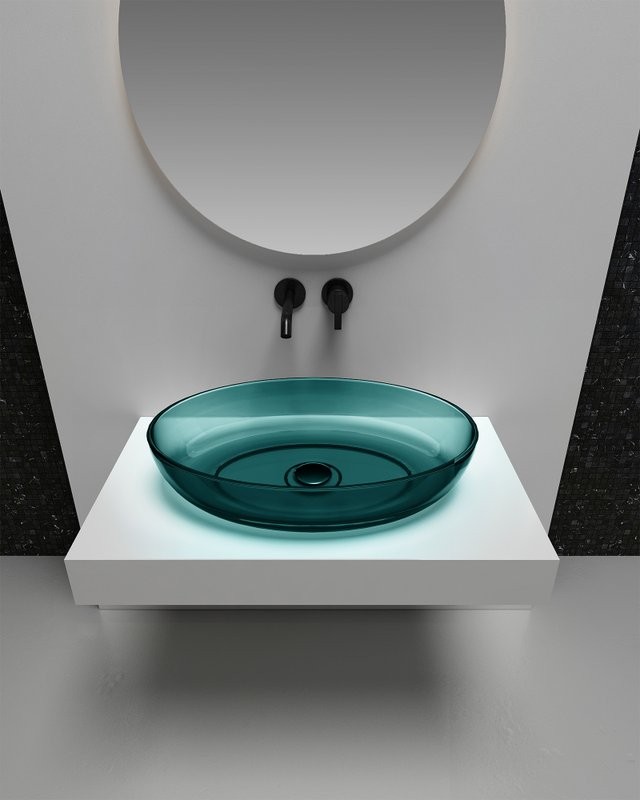 Накладная раковина Abber Kristall AT2801Aquamarin 60 бирюзовая, овальная