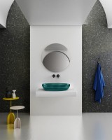 Накладная раковина Abber Kristall AT2801Aquamarin 60 бирюзовая, овальная