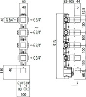 Термостатический смеситель встраиваемый Bossini Outlets Z032208.030 С ВНУТРЕННЕЙ ЧАСТЬЮ, хром