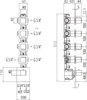 Термостатический смеситель встраиваемый Bossini Outlets Z032208.030 С ВНУТРЕННЕЙ ЧАСТЬЮ, хром