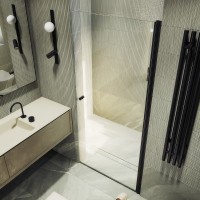 Душевая дверь в нишу Maybahglass MGD-809-6 90 см, профиль черный, стекло прозрачное
