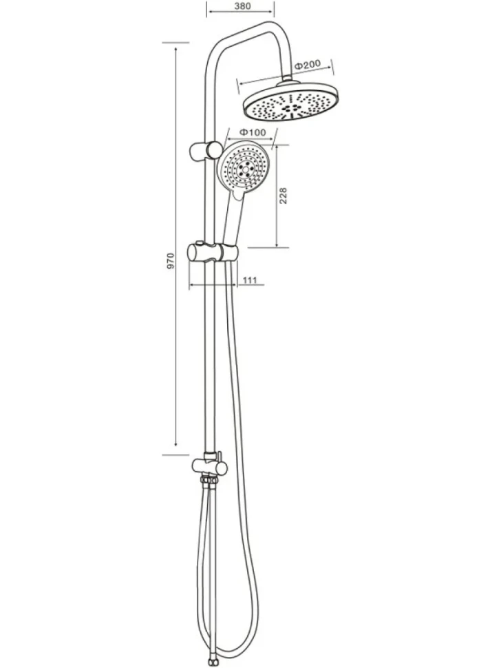 Душевой комплект Смеситель Orange Aristo Aristo M19-100b + Стойка O-Shower OW02b