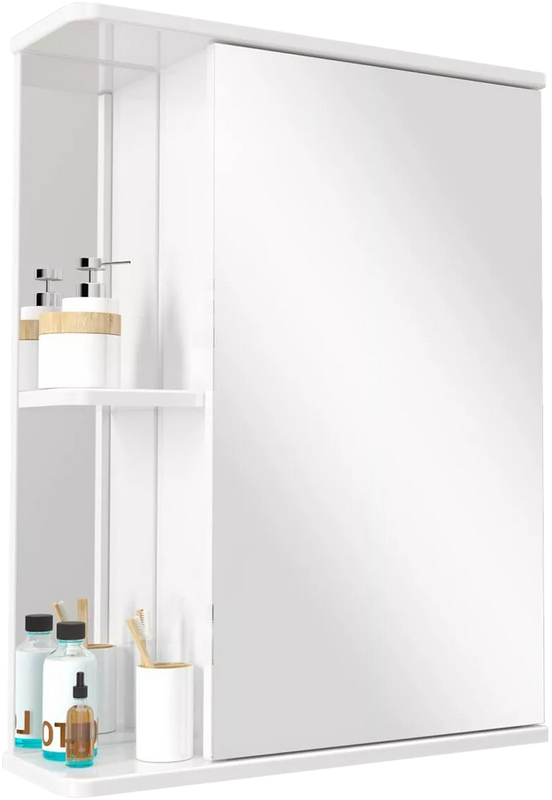 Зеркало-шкаф SanStar 50 универсальное, с полками, белое