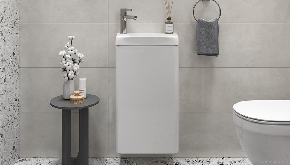 Тумба под раковину без столешницы Velvex Bio 40 maxi подвесная, глянцевая белая