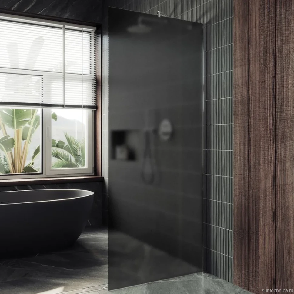 Душевая перегородка Maybahglass MGD-682-5ш 109 см, профиль хром матовый, стекло графит матовое