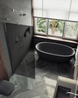 Душевая перегородка Maybahglass MGD-682-5ш 109 см, профиль хром матовый, стекло графит матовое