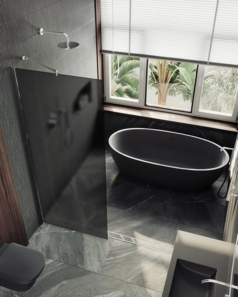 Душевая перегородка Maybahglass MGD-682-5ш 109 см, профиль хром матовый, стекло графит матовое