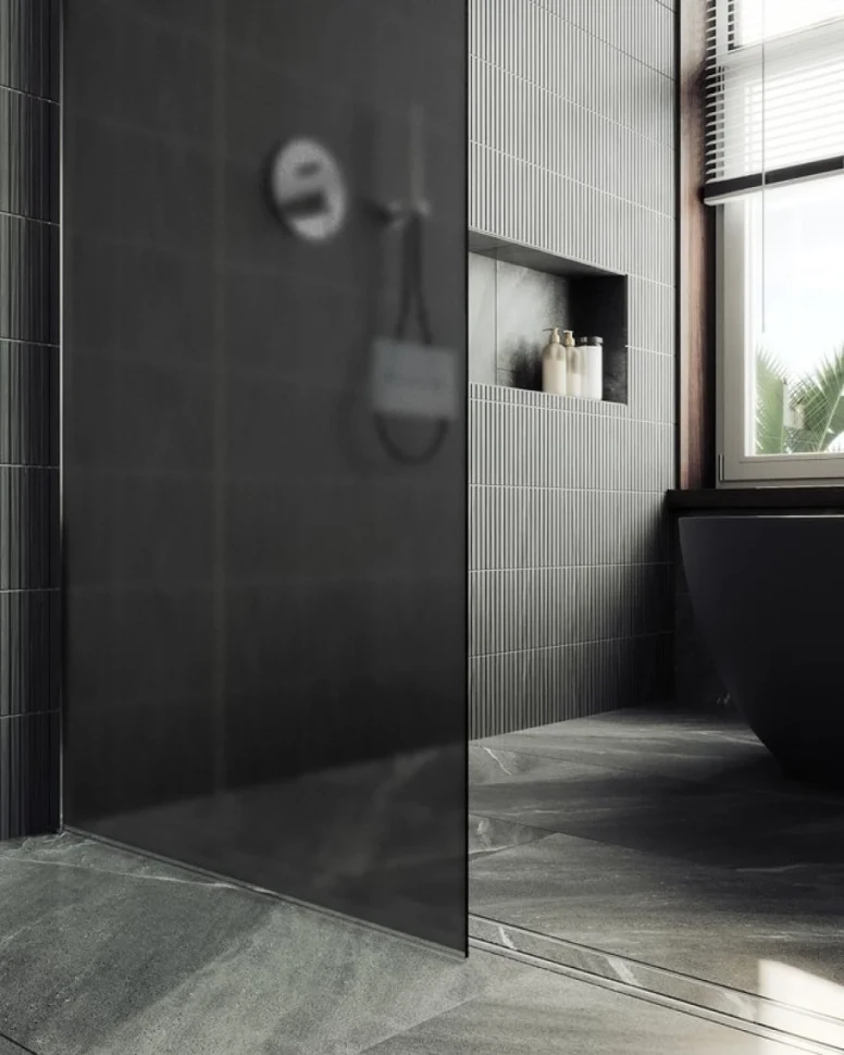 Душевая перегородка Maybahglass MGD-682-5ш 109 см, профиль хром матовый, стекло графит матовое